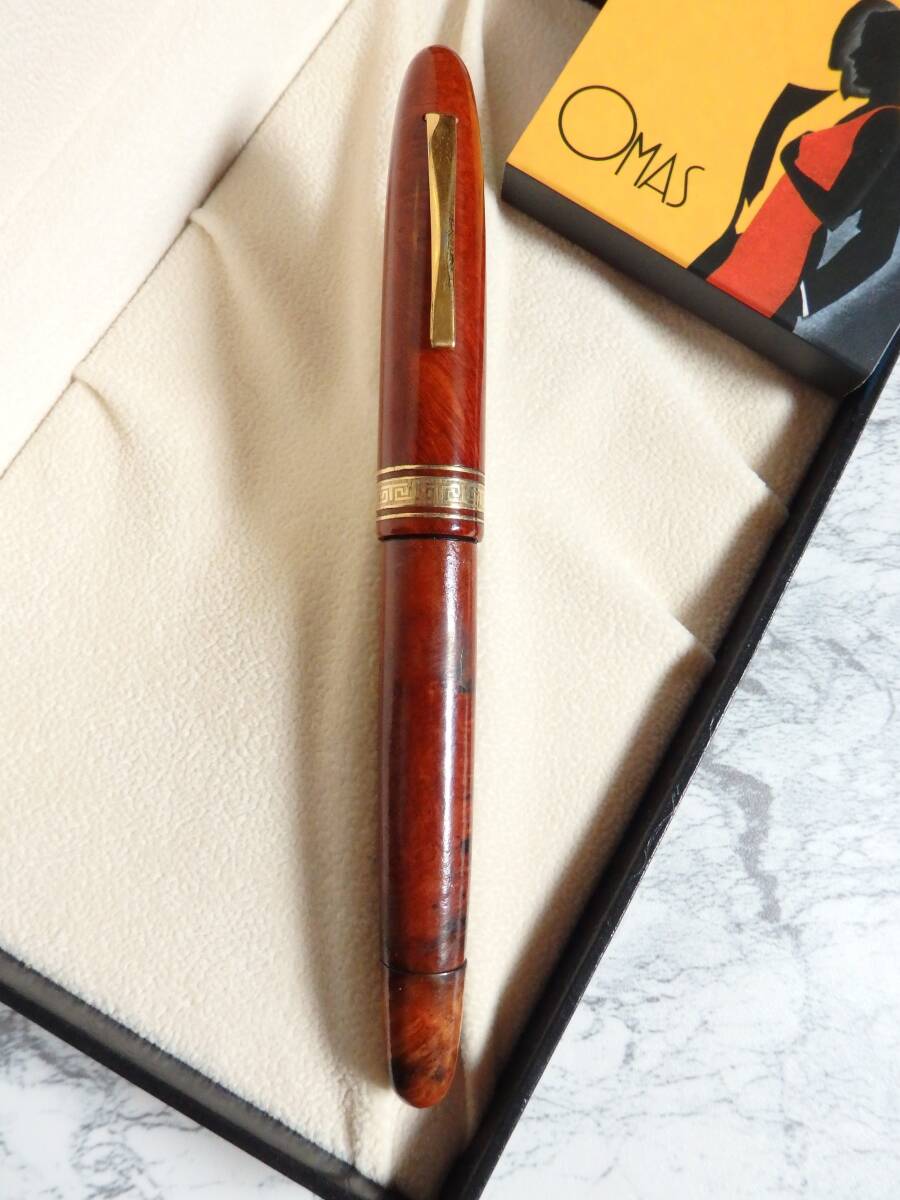 ◆【専門家による調整済み】OMAS オマス A.M.87 ブライヤーウッド・ラージサイズ万年筆 ペン先:18K750ソリッドゴールド・バイカラー M拍卖