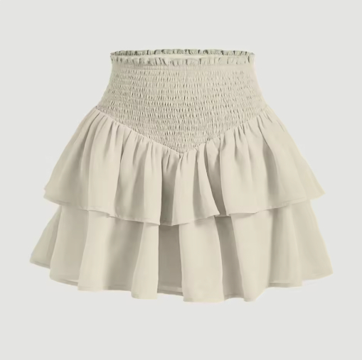 Mia muse-女性用ハイウエストレイヤードミニペプラムスカート、デイリーベーシックスカート、オールシーズン、プレッピー(Apricot,L)拍卖