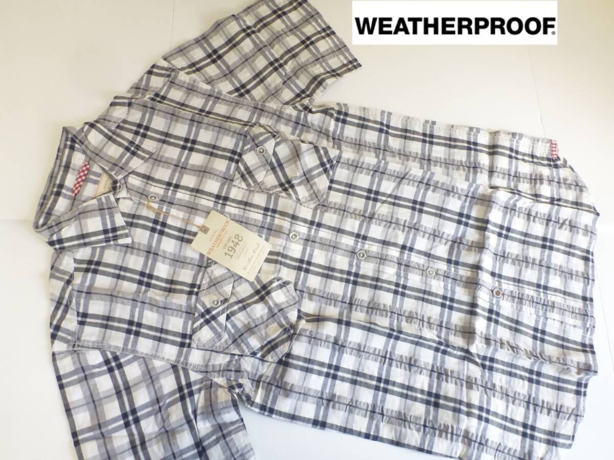 新品 weatherproof ウェザープルーフ★黒×白 チェック柄 半袖シャツ M拍卖