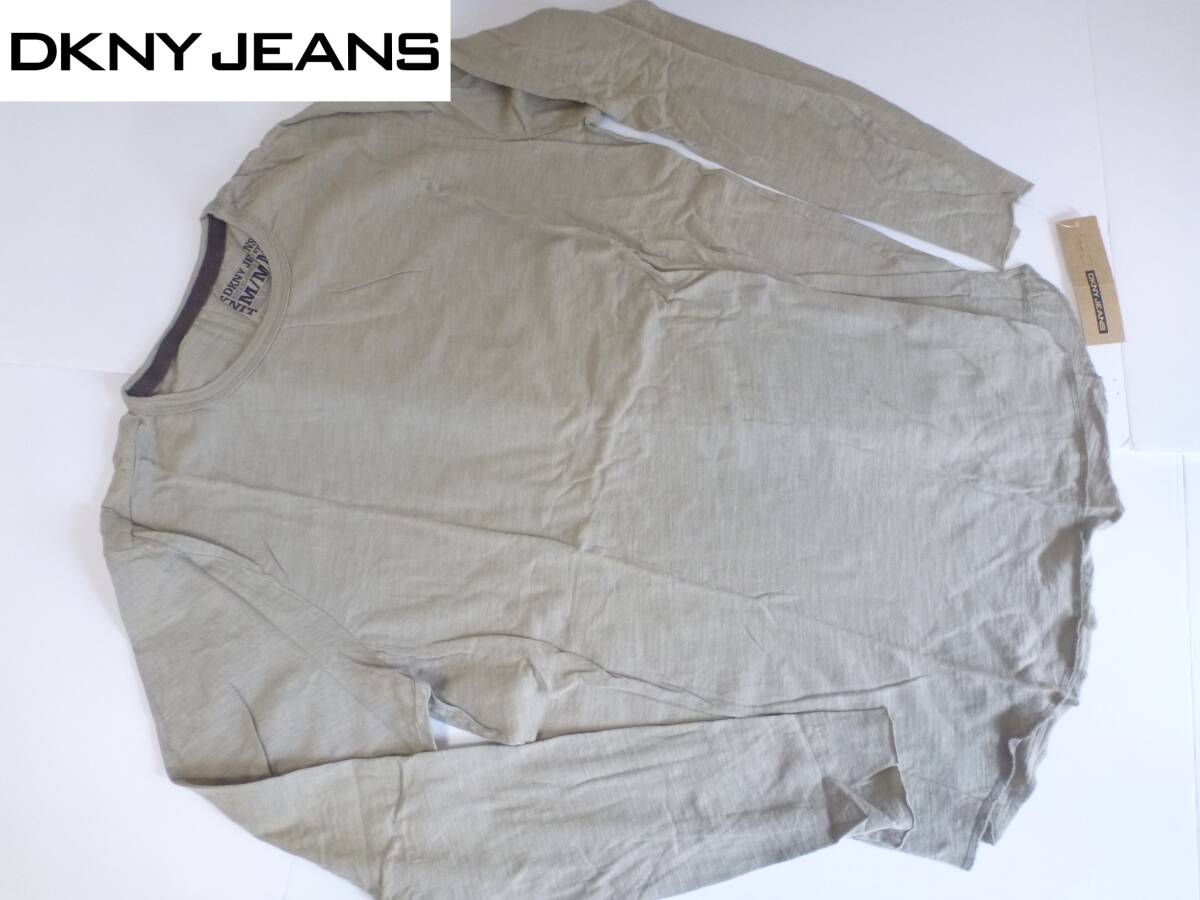 新品 DKNYJEANS ダナキャランニューヨーク★ベージュ系 長袖 Tシャツ M拍卖