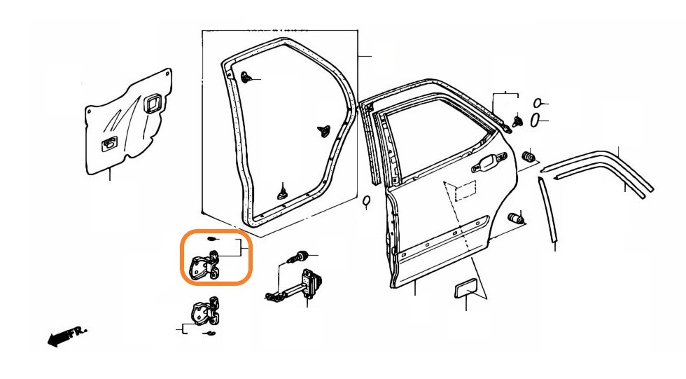 ホンダ アコード CL1 ユーロR 未使用 純正 リヤドア ヒンジ 右 アッパー 外装 サイド H0600-2拍卖