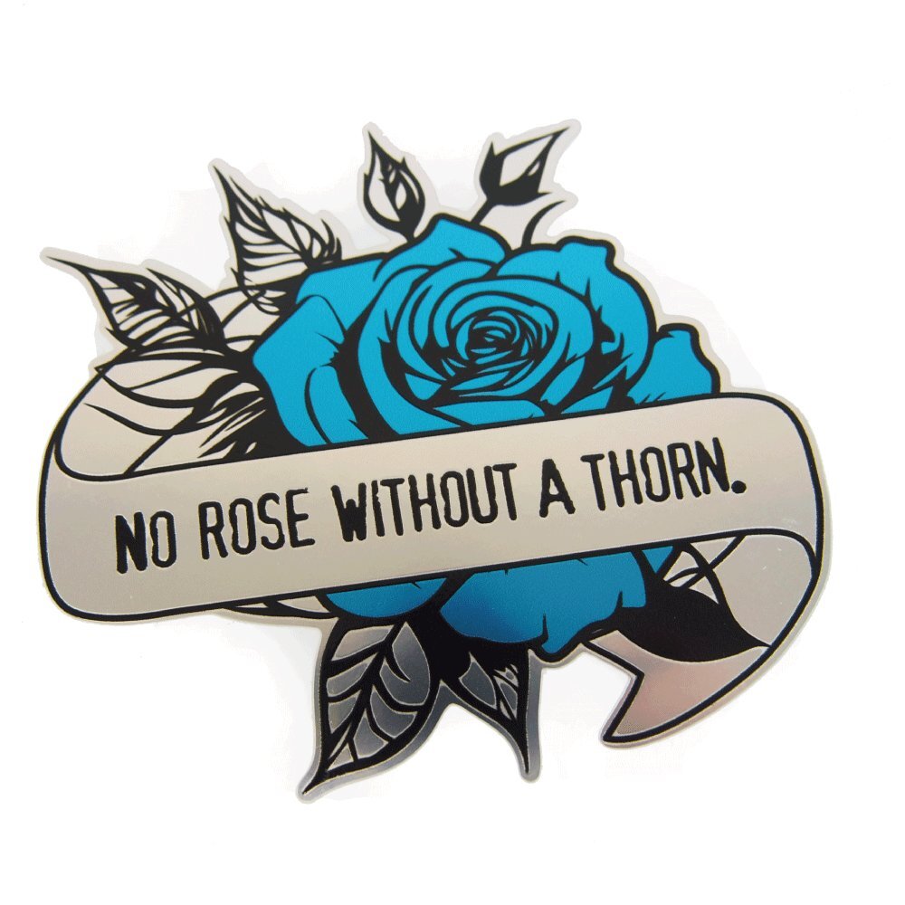 (マットミラー)薔薇ことわざステッカー大 ブルー 10cm 1枚 ヘルメット ローズ バラ 薔薇拍卖