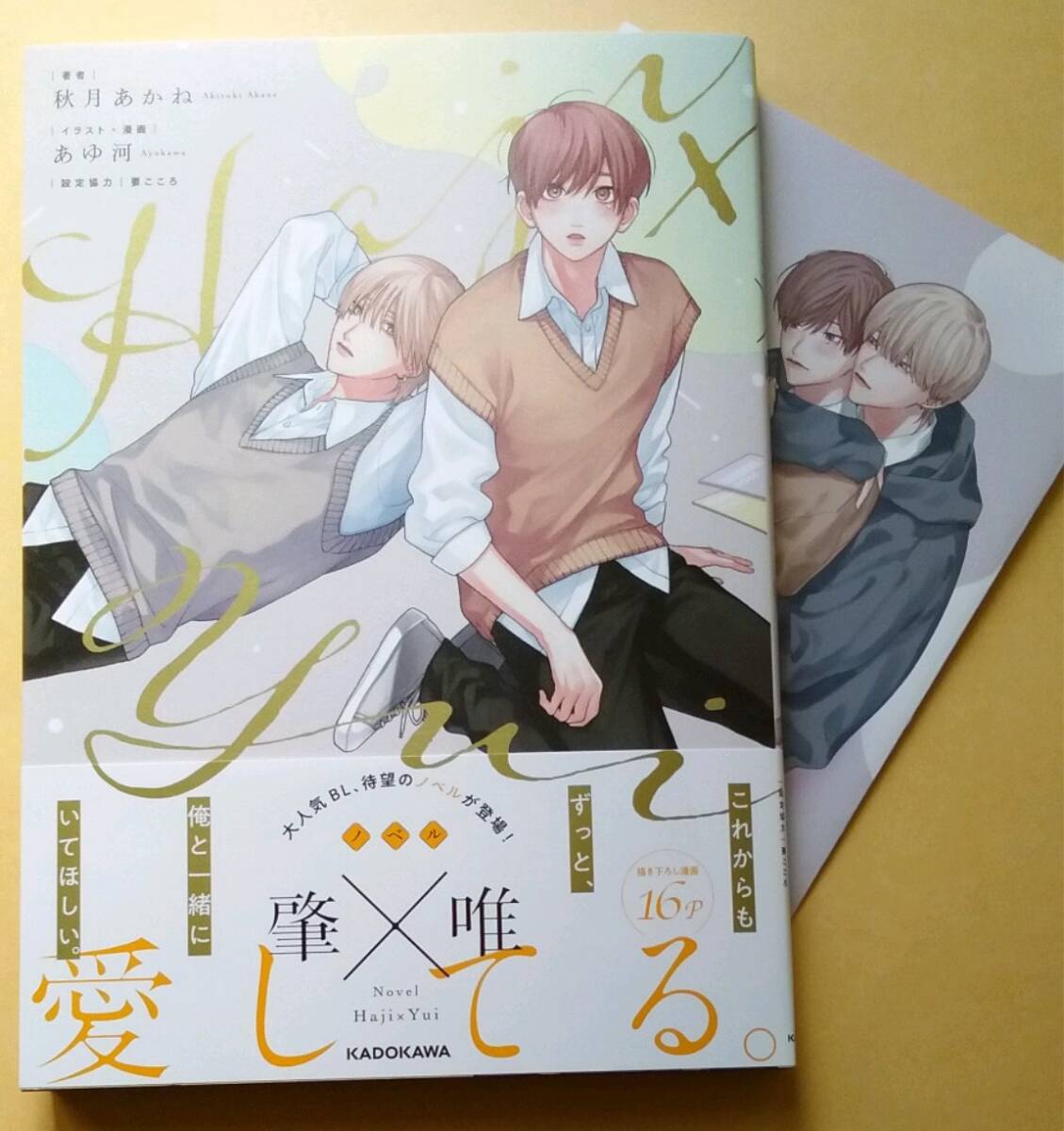 ◆1月初版◆オビ&リーフレット付◆『ノベル 肇×唯』(秋月あかね/あゆ河/愛こころ・設定協力、KADOKAWA)拍卖