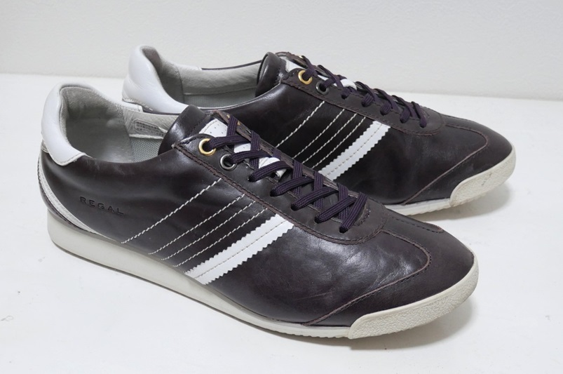 REGAL リーガル 62ER レザースニーカー ダークバーガンディ 24 作り大きめ レザーシューズ 拍卖