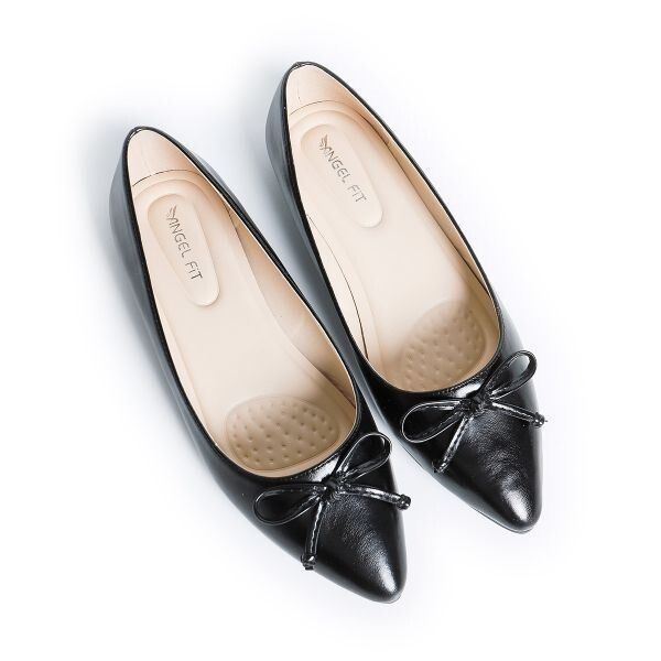 20441 アウトレット レディース フラットパンプス ブラック スムース 24.0cm ローヒール パンプス ポインテッドトゥ バレエシューズ拍卖