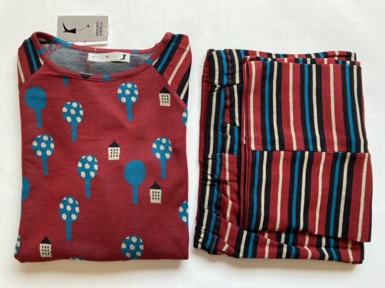 アツコマタノ パジャマ L ボーダー ジャガード カラフル ワコール 俣野温子 マタノアツコ メメ 赤 ゆったり 長袖拍卖