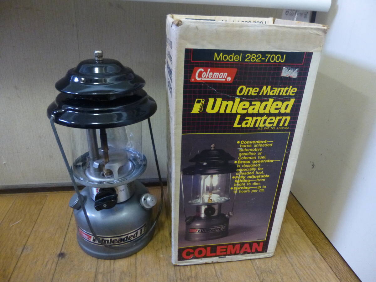 ◇中古 レトロ Coleman コールマン unleaded 1ランタン 282-700J 点火確認済み シングル ワン マントル 検索 アウトドア キャンプ 災害拍卖
