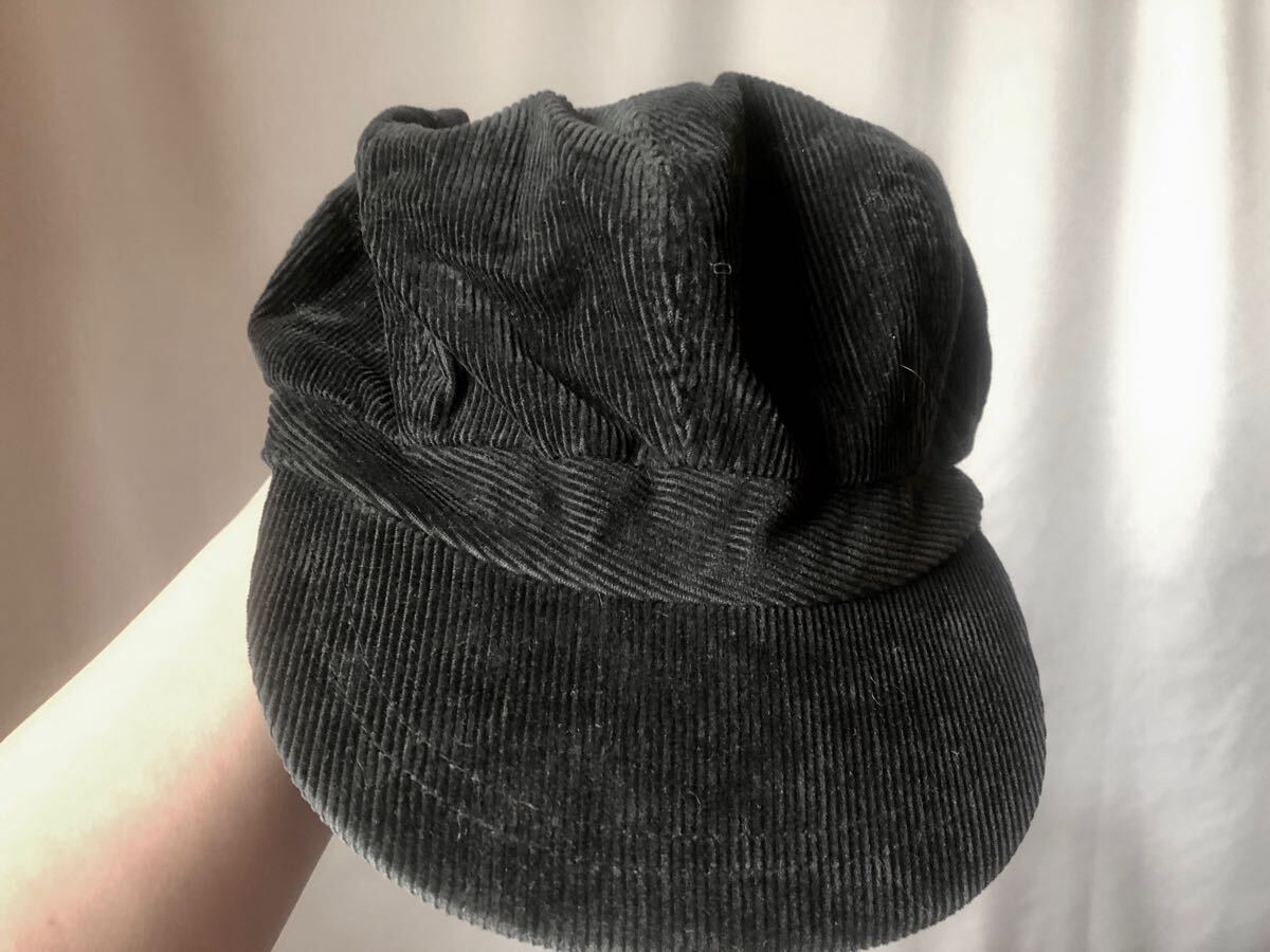秋冬春用コーデロイコーディロイキャップ帽子ソフト帽黒ブラック57.5cm♪綿100%拍卖
