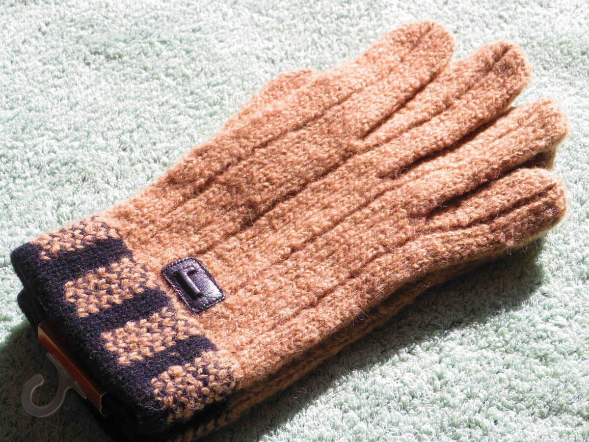 LANCEL France グローブ 茶 日本製 MENS フリー M L 毛 アクリル ☆ ランセル PARIS 手袋 ブラウン 男性用 タグ付き未使用品 Made In Japan拍卖