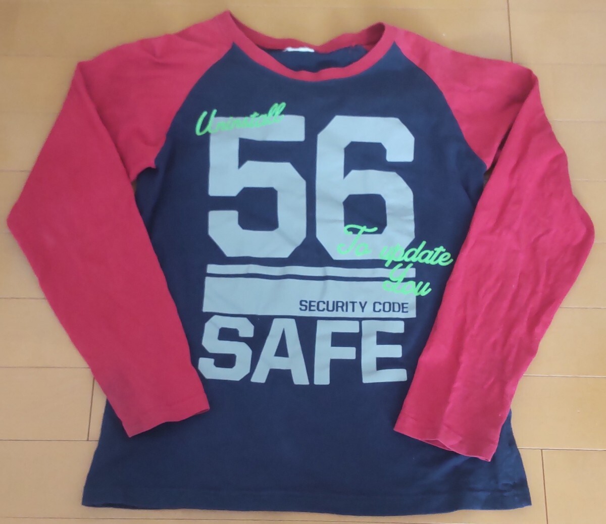 送料込み!訳あり!ラグラン Tシャツ 長袖 ロンT レッド ネイビー 赤 No.56 ナンバー56 子供用 キッズ 男の子/150サイズ・160サイズ拍卖