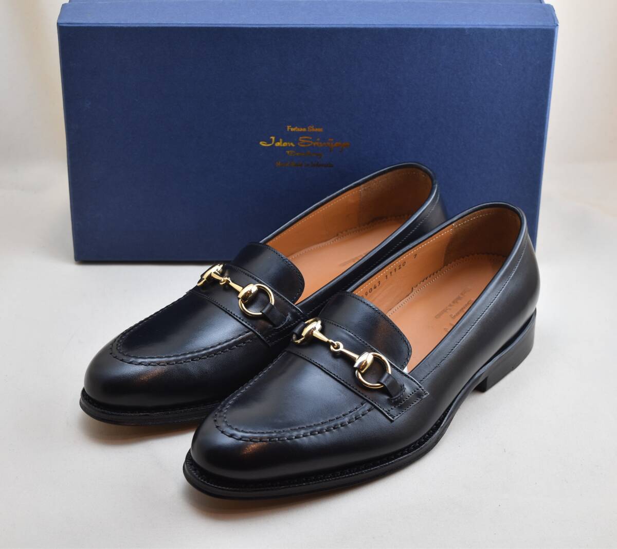 JALAN SRIWIJAYA ジャランスリワヤ ビットローファー ブラックカーフ BIT GOLD 99043-5 23.5-24cm相当 未使用品拍卖