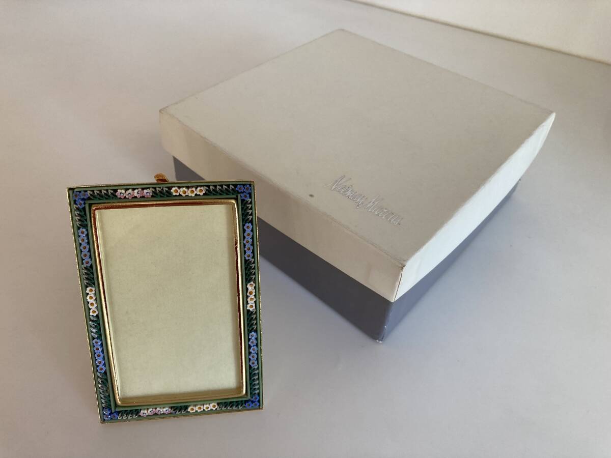 ヴィンテージ Neiman Marcus ニーマンマーカス イタリアン マルチフローラル マイクロモザイク フォトフレーム 箱付き 未使用 拍卖