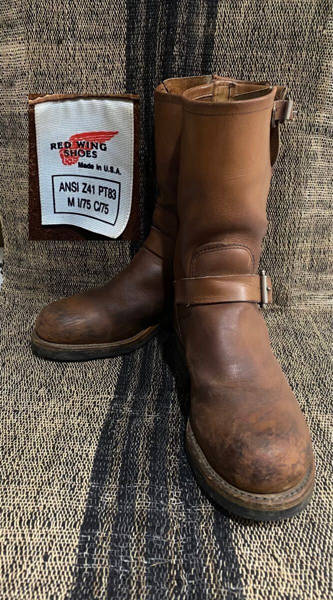 エンジニア レッドウィング8269 90年 刻印 PT83 プリント羽タグ redwing ビンテージ 茶色 24.0〜25.0cm US6〜7インチ/茶芯 ワークブーツ拍卖