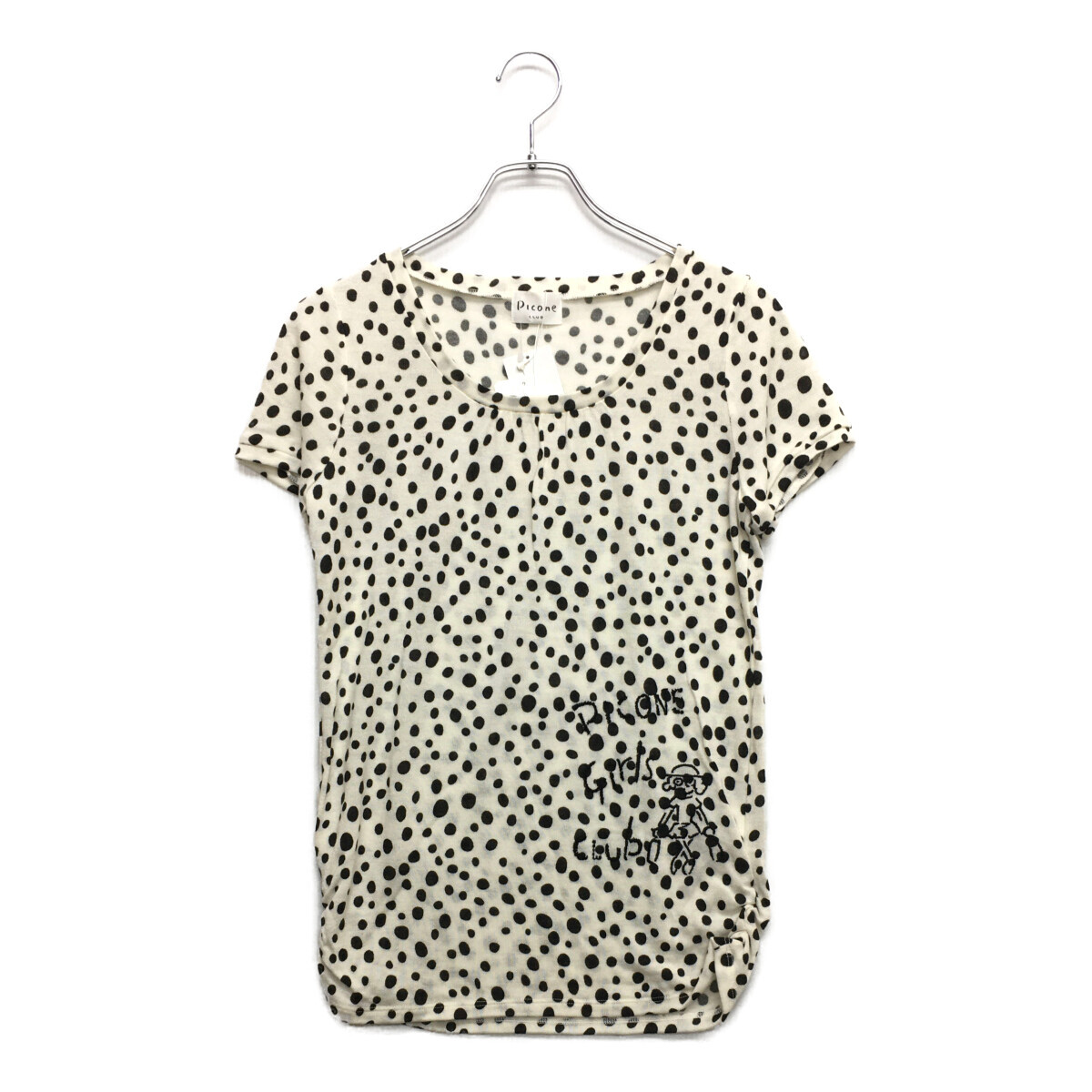 coco 未使用品【値下げ】 ピッコーネクラブ PICONE CLUB レディース ニット 1(M) 白×黒 半袖 薄手 ダルメシアン柄 ネコパケ発送可 97549拍卖