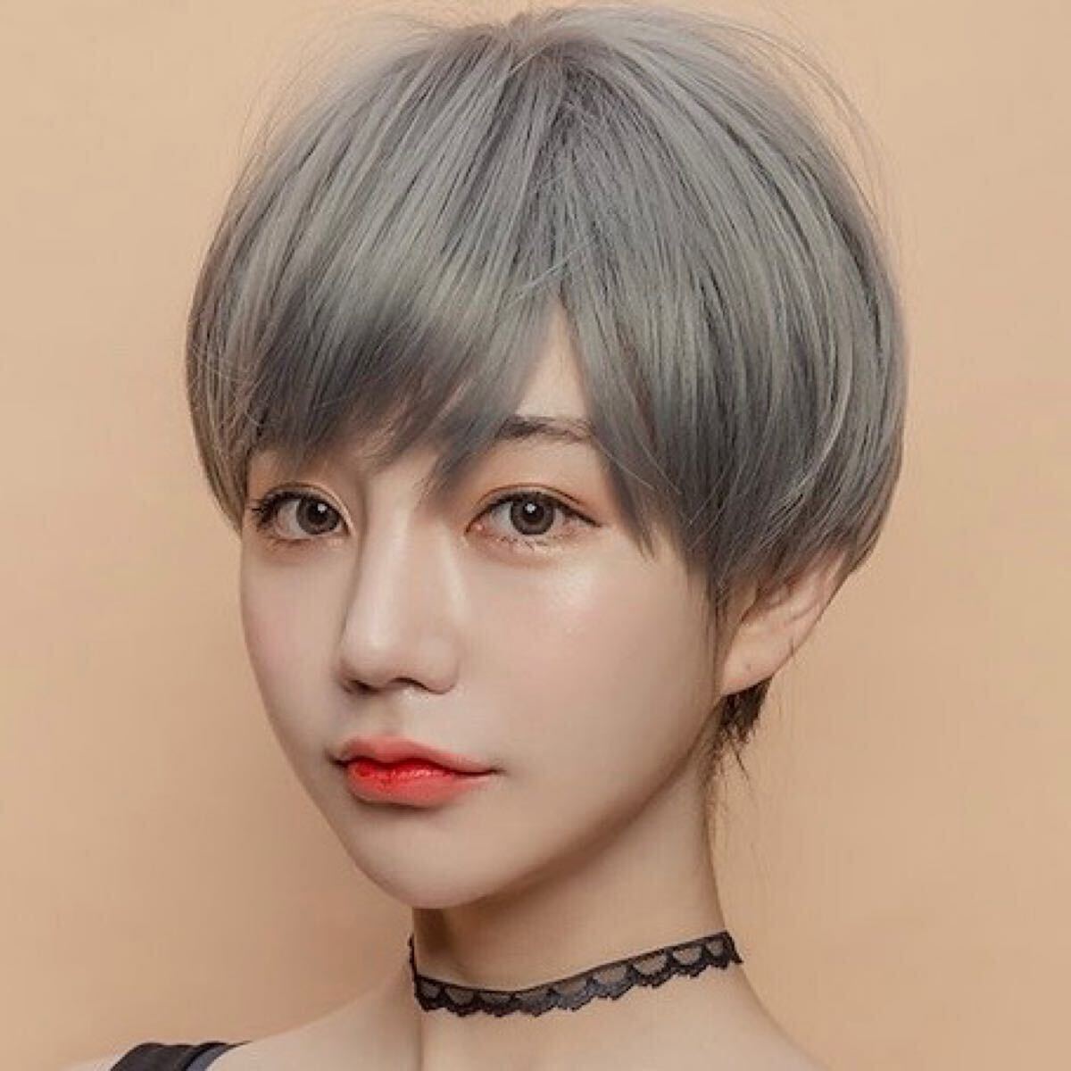Mw4◎フルウィッグ ファッションウィッグ ウイッグ ショート ストレート アッシュグレー 自然 レディース メンズ 男装 コスプレ かつら拍卖
