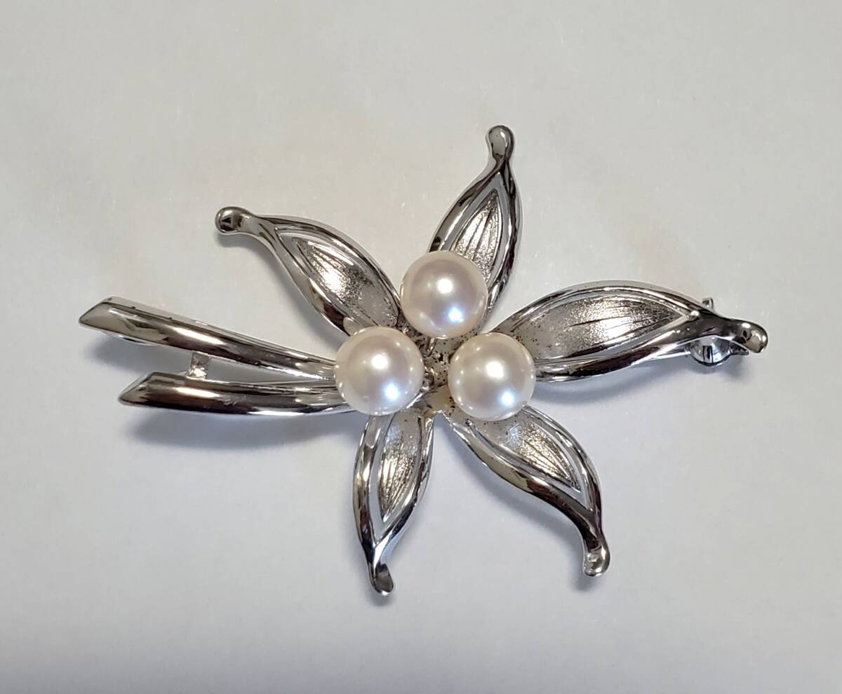 SILVER シルバー刻印 本真珠 パール ブローチ ペンダントトップ レディース 6,7g 美品拍卖