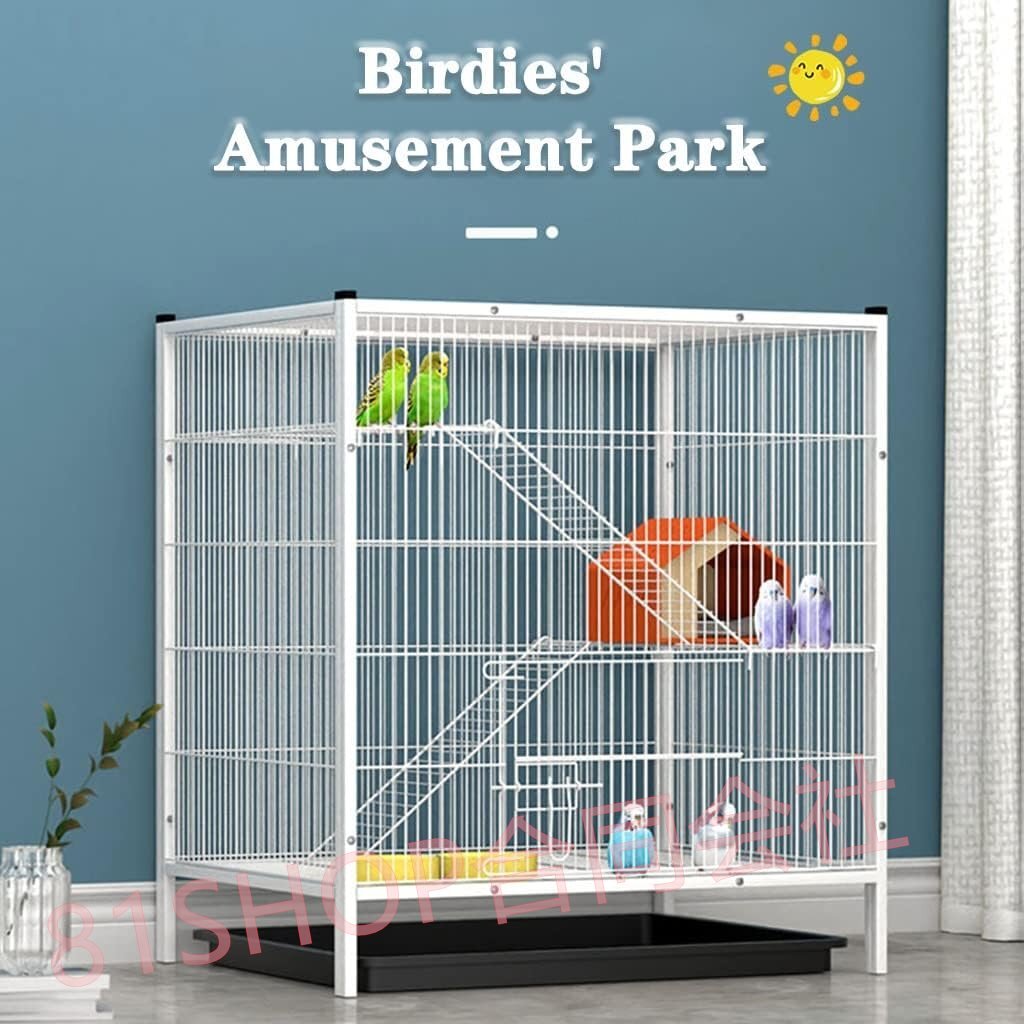「81SHOP」 鳥かご 鳥ケージ ホワイト 取り外し可能なトレイ付きの大型フライトケージ、 屋内屋外鉄線鳥かご (Color : White-large)拍卖