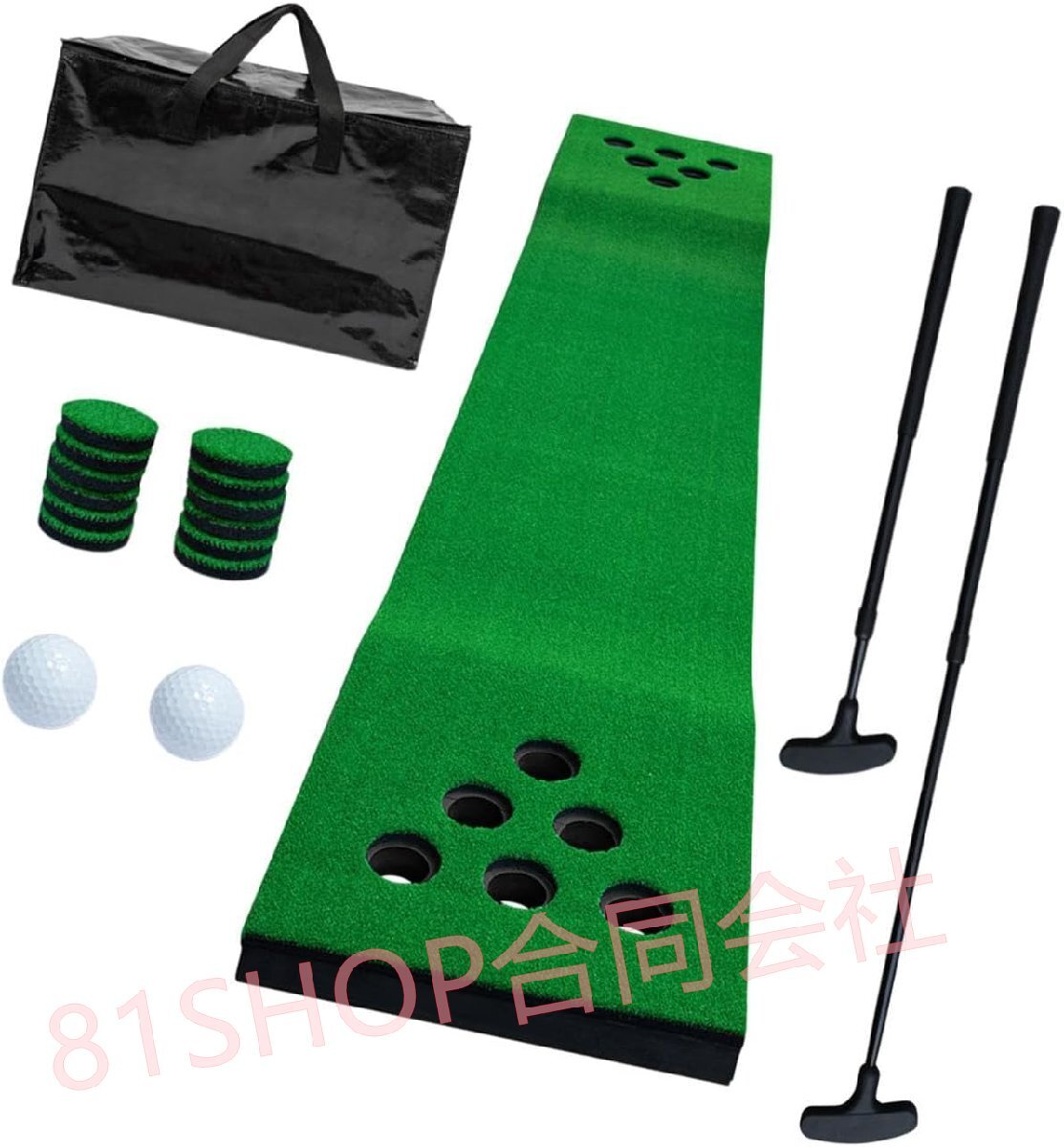 「81SHOP」 ゴルフトレーニングマット 高効率ゴルフパッティンググリーンマット ボールセット付属拍卖