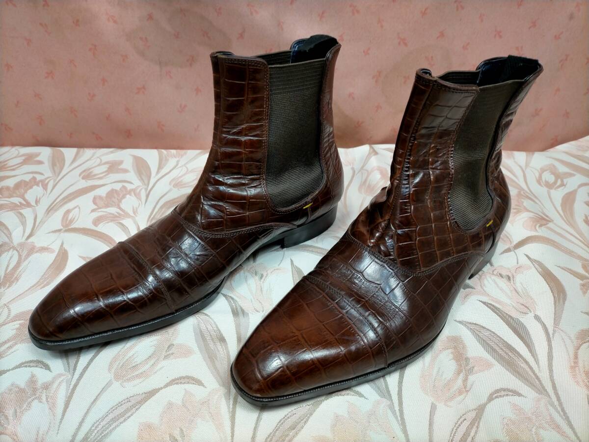 TAKEO KIKUCHI タケオキクチブーツ サイドゴアブーツ クロコ型押し サイズ:04 26㎝・拍卖