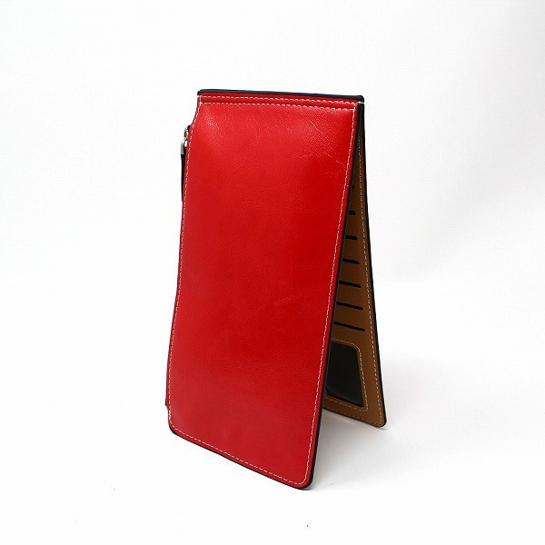 「b3y-a2」 薄型 二つ折り 長財布 メンズ レディース カードケース カード17枚収納 大容量 財布 ウォレット レッド拍卖