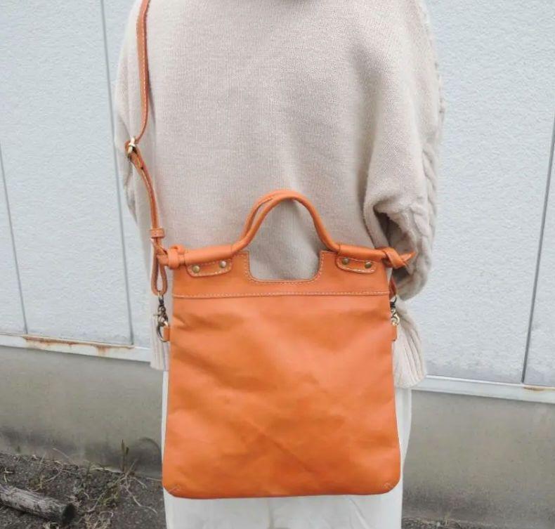 新品 14500円☆2WAY 小型 薄型 ショルダー ハンドバッグ☆牛革 口折れ拍卖