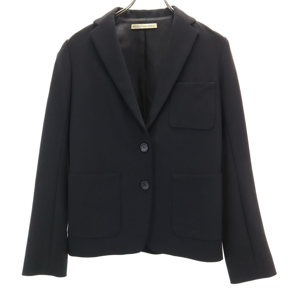 バレンシアガ パリス フランス製 テーラードジャケット 34 ブラック BALENCIAGA PARIS ブレザー レディース拍卖