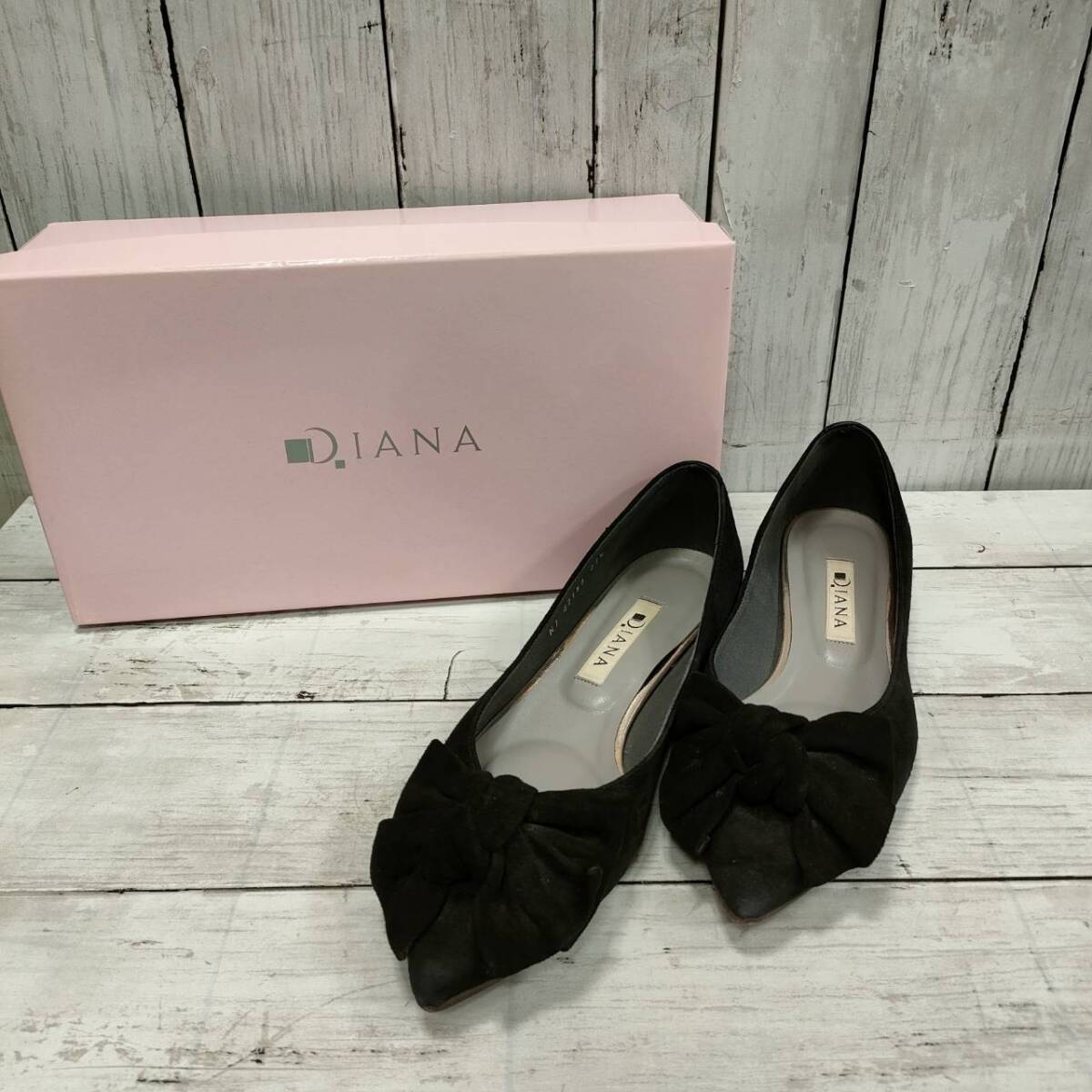 DIANA ダイアナパンプス 21 1/2 黒シルキー【21749】拍卖