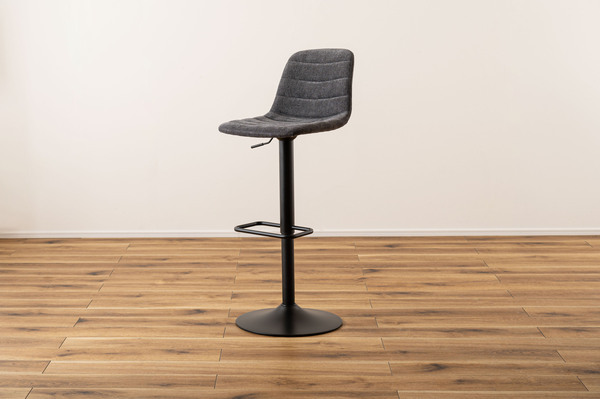 シンプルデザインの カウンターチェア ハイタイプ 布張り ダークグレ色拍卖