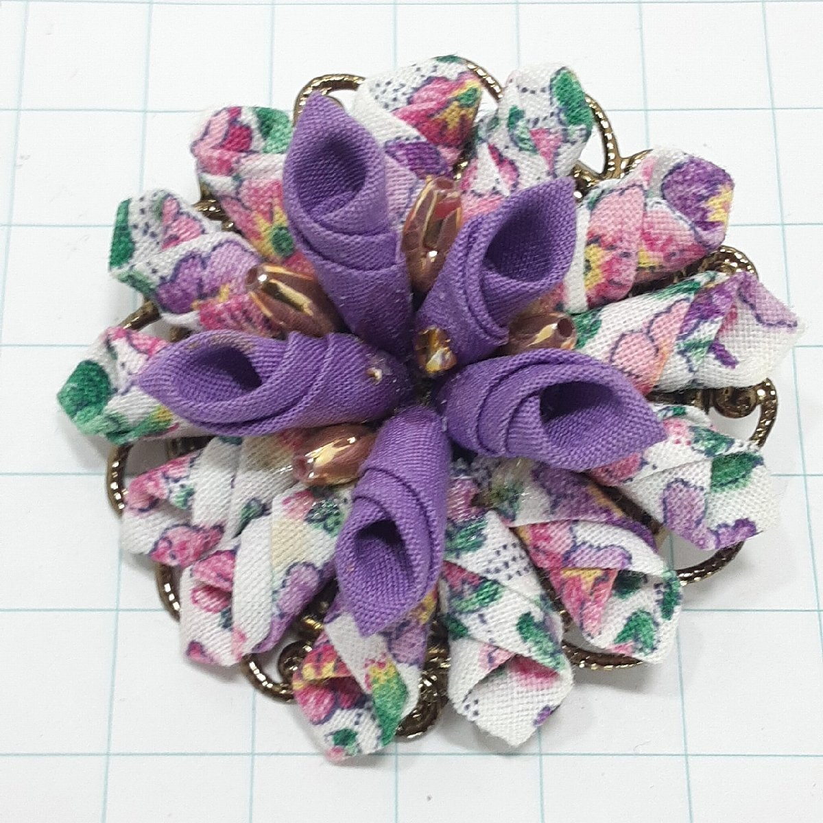 送料無料)ビンテージ☆生地素材 ブーケモチーフ☆アンティーク ブローチ A27977拍卖