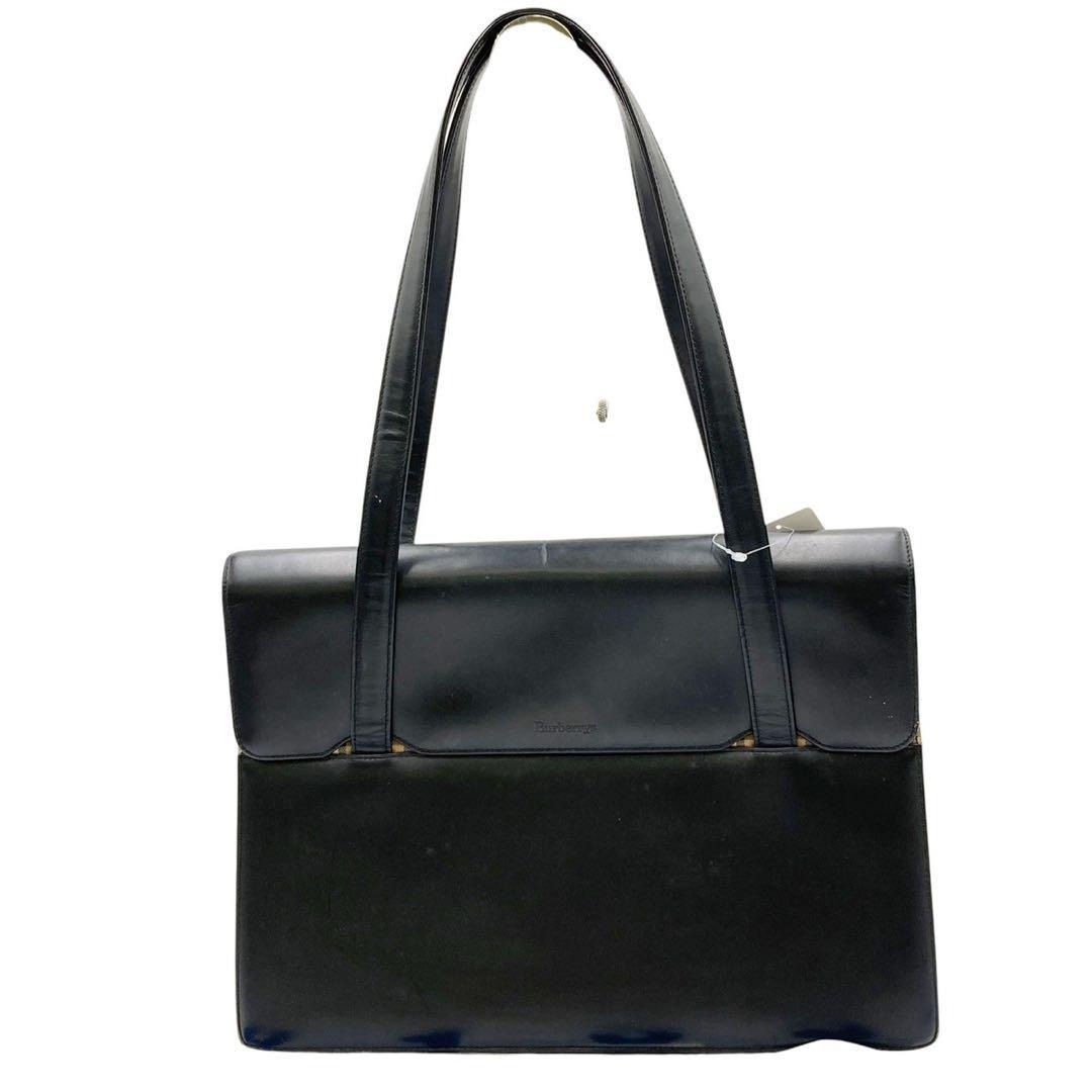 バーバリー トートバッグ 黒 ブラック ノバチェック キャンバス拍卖
