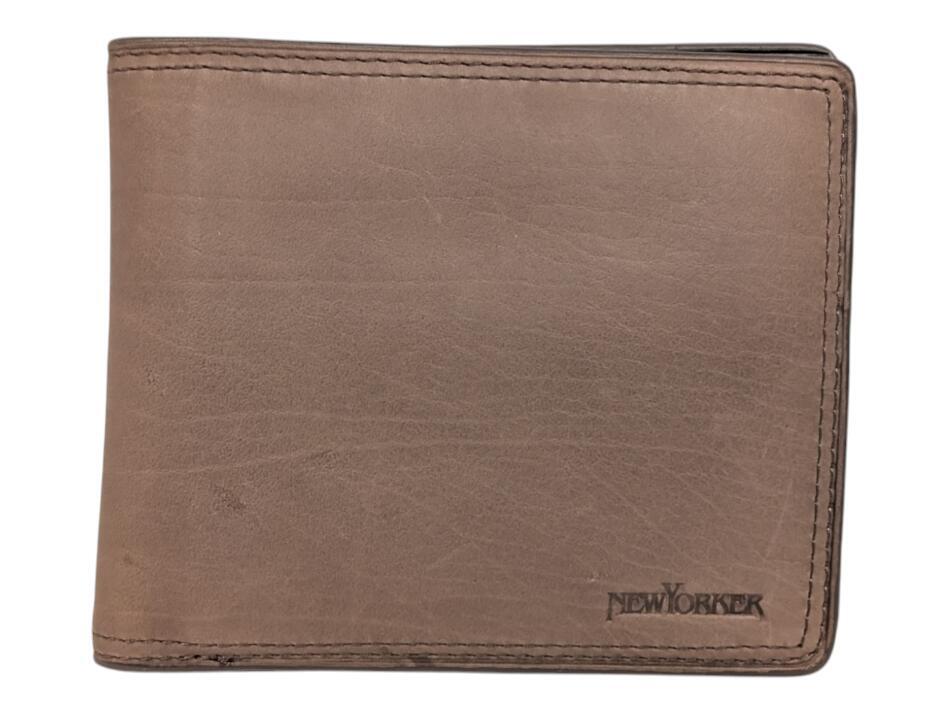 ニューヨーカー ブラウン 茶色 財布 コンパクト 牛革 レザー マディソン 二つ折り メンズ NEW YOKER 【中古】拍卖