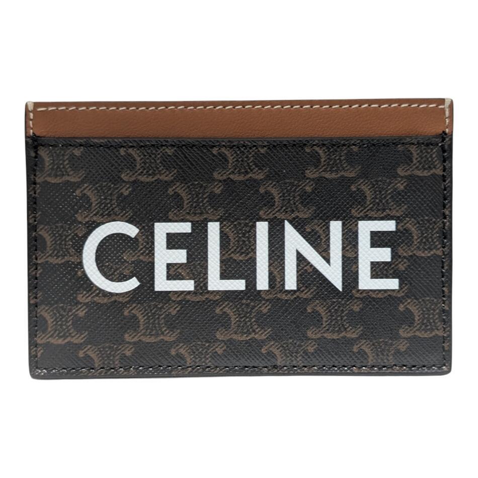 新品同様 セリーヌ カードケース トリオンフ CELINE レザー 名刺入れ パスケース カードケース ブラウン 【中古】拍卖