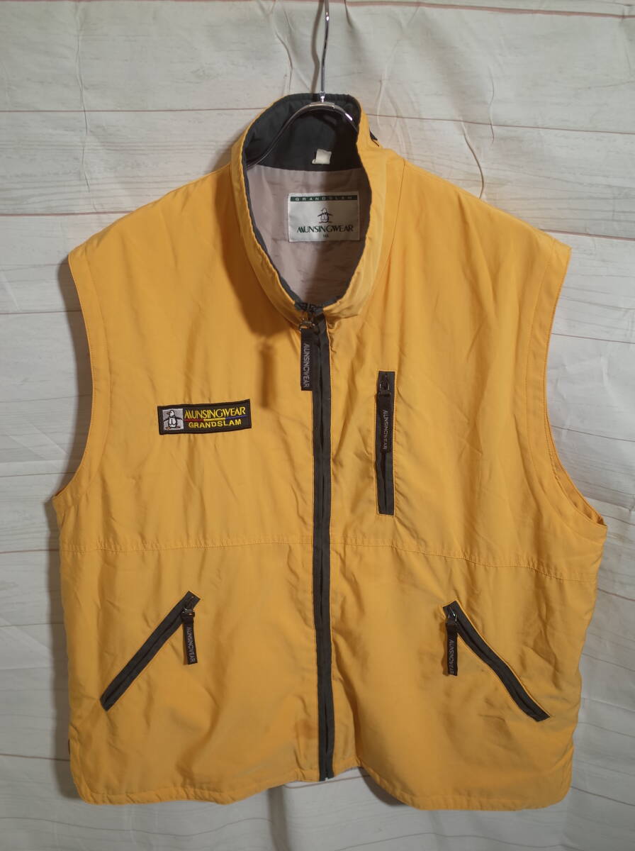 メンズ pl105 Munsingwear マンシングウェア フルジップ ウインドブレーカー ベスト MA イエロー 黄拍卖