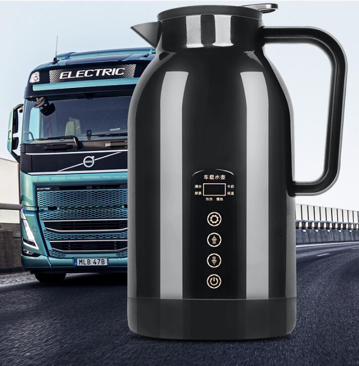 上質車用電気ポット車載電気ケトル 車用湯沸かし器 1300ml 超大容量 カー用&トラック用 カーポット DC12V-24V兼用 360°循環急速加熱拍卖