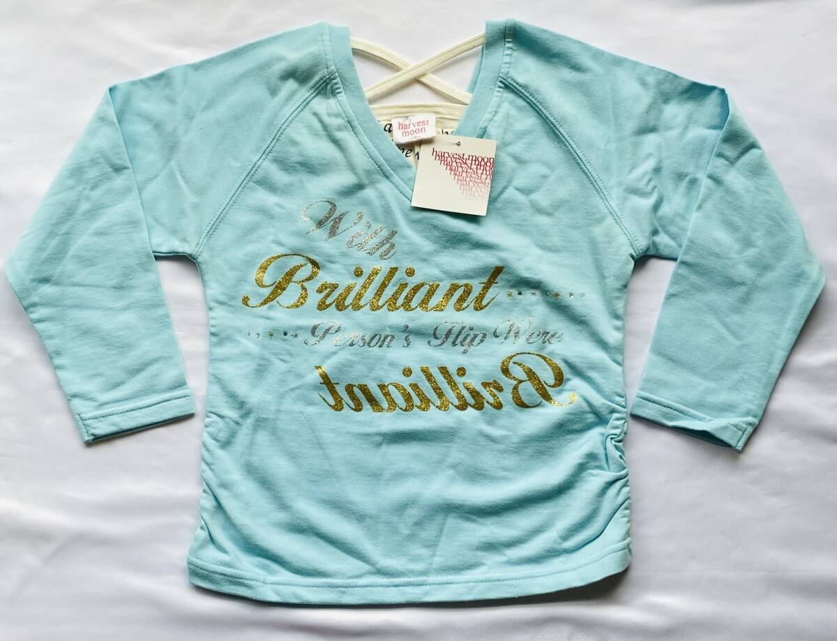 【訳あり新品】【女の子110】【送料込み】プリントVネックロンT ブルー拍卖