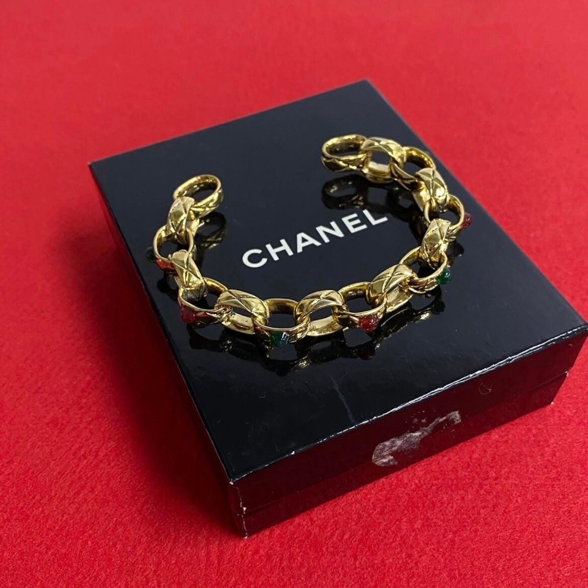 極 美品 箱付き コメあり CHANEL シャネル ヴィンテージ グリポア バングル ブレスレット アクセサリー ゴールド レディース 34612拍卖