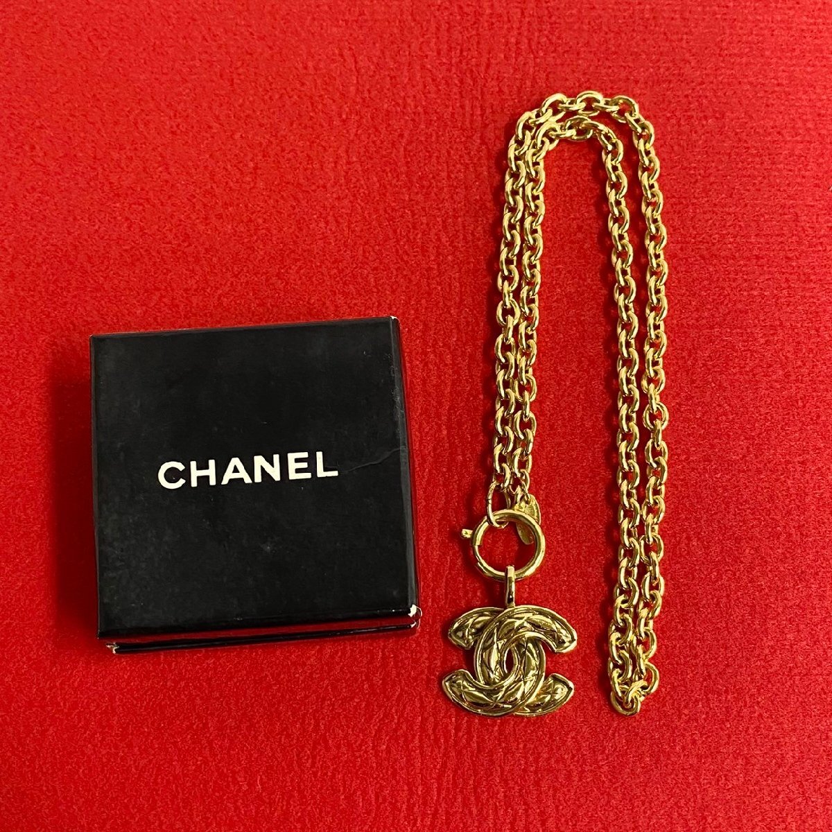 極 美品 コメ有 保存箱付 CHANEL シャネル ココマーク モチーフ GP チェーン ネックレス ペンダント アクセサリー ゴールド 156-9拍卖