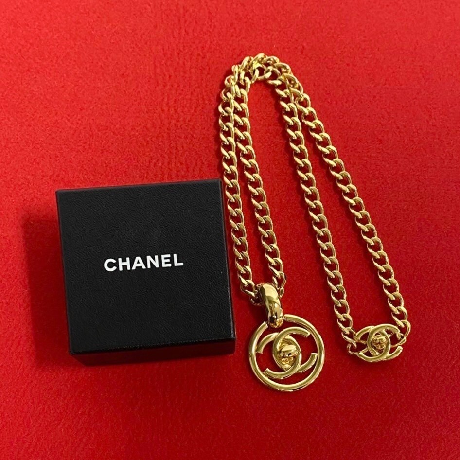 極 美品 箱付 コメあり CHANEL シャネル ヴィンテージ 97P 刻印 ターンロック ココマーク チェーン ネックレス ペンダント ゴールド 25101拍卖