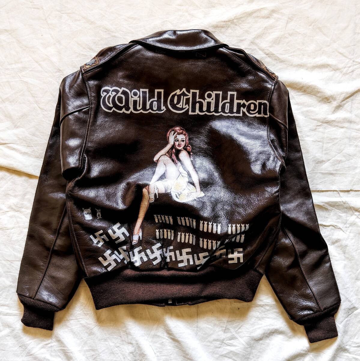 旧リアルマッコイズ A-2 ラフウェア実名復刻 1993年製 36 Wild Children THE REAL McCOY'S Rough Wear ワイルドチルドレン マスタング拍卖