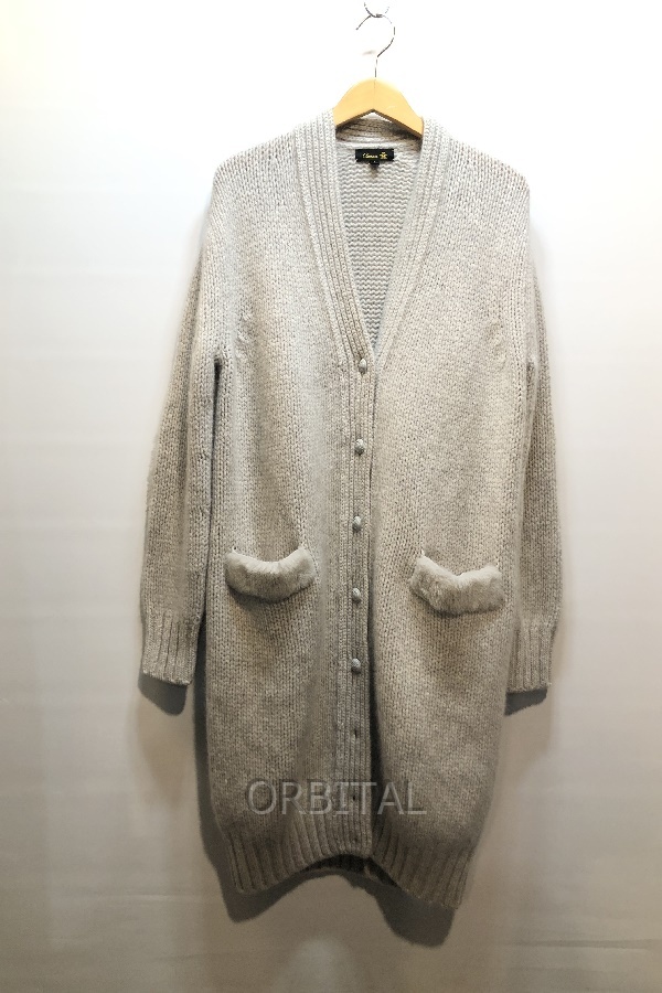 経堂) ドゥロワー Drawer ムートンパッチ ロング カーディガン サイズ2 グレー 6599-199-0875 人気モデル拍卖