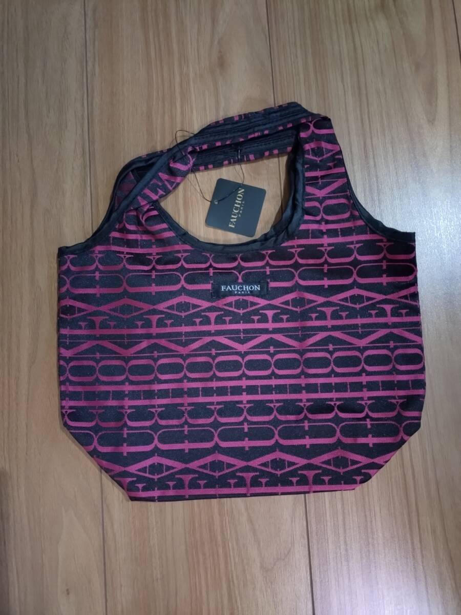 フォション(FAUCHON)のミニエコバッグ ピンク×黒 ※新品 拍卖