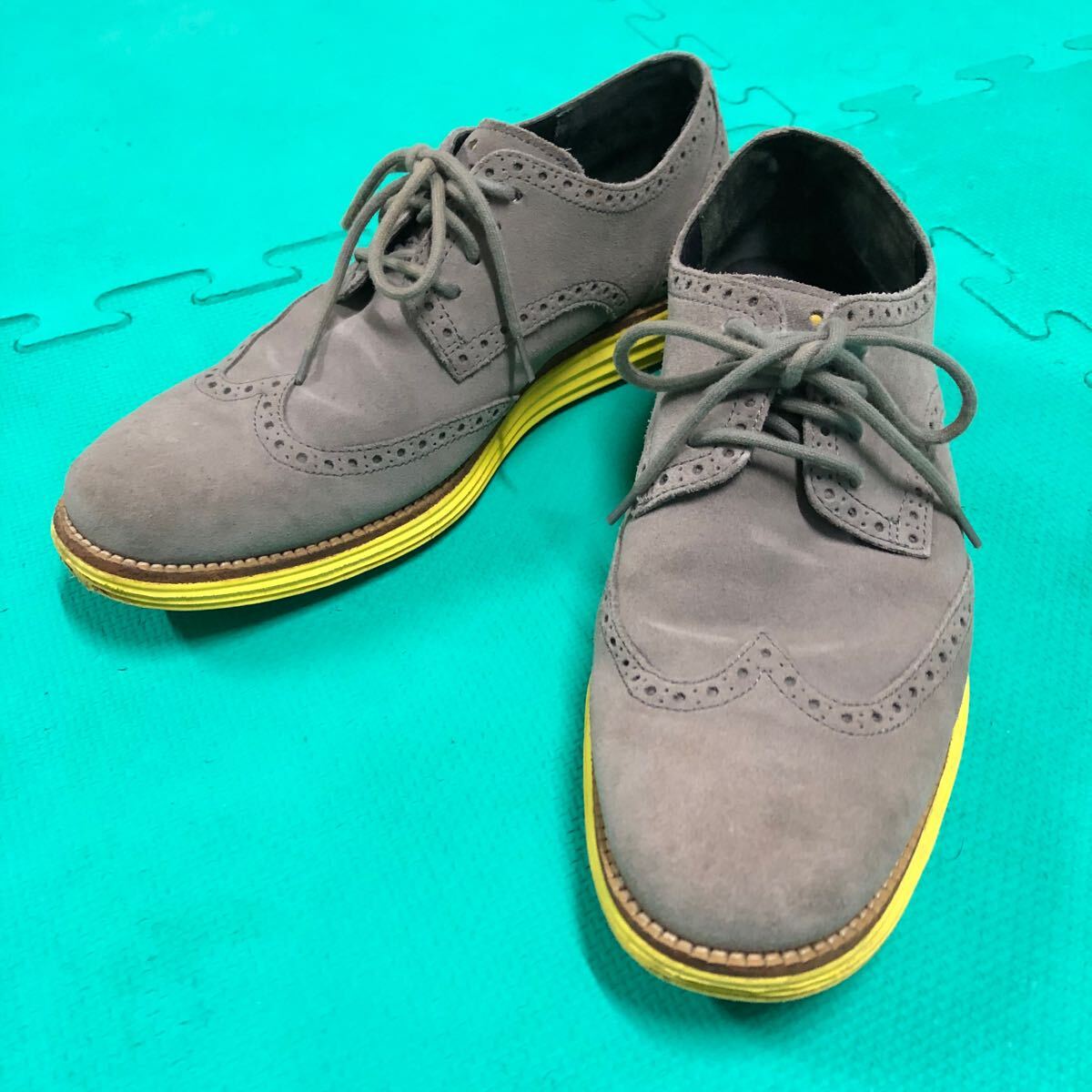 コールハーン LUNARGRAND ウィングチップ US10 チャコールグレー USED Cole Haan ルナグランド WING TIP スエード レザー 灰 スニーカー拍卖