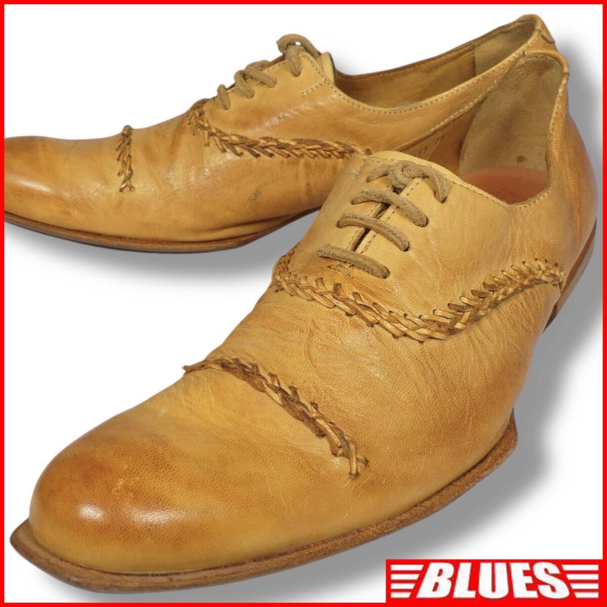 即決★kyoji Maruyama★26cm レザーレースアップシューズ キョウジマルヤマ メンズ 茶 キャメル 本革 本皮 革靴 ストレートチップ拍卖