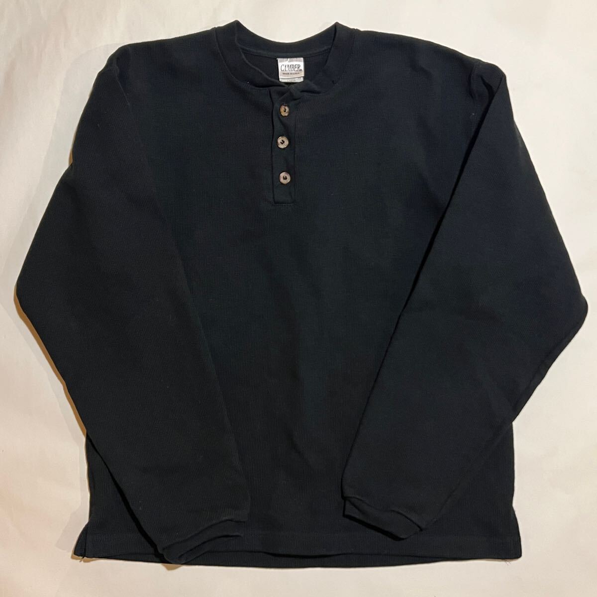 美品 キャンバー ヘビーウエイト ヘンリーネックシャツ ブラック L USA製 Camber拍卖