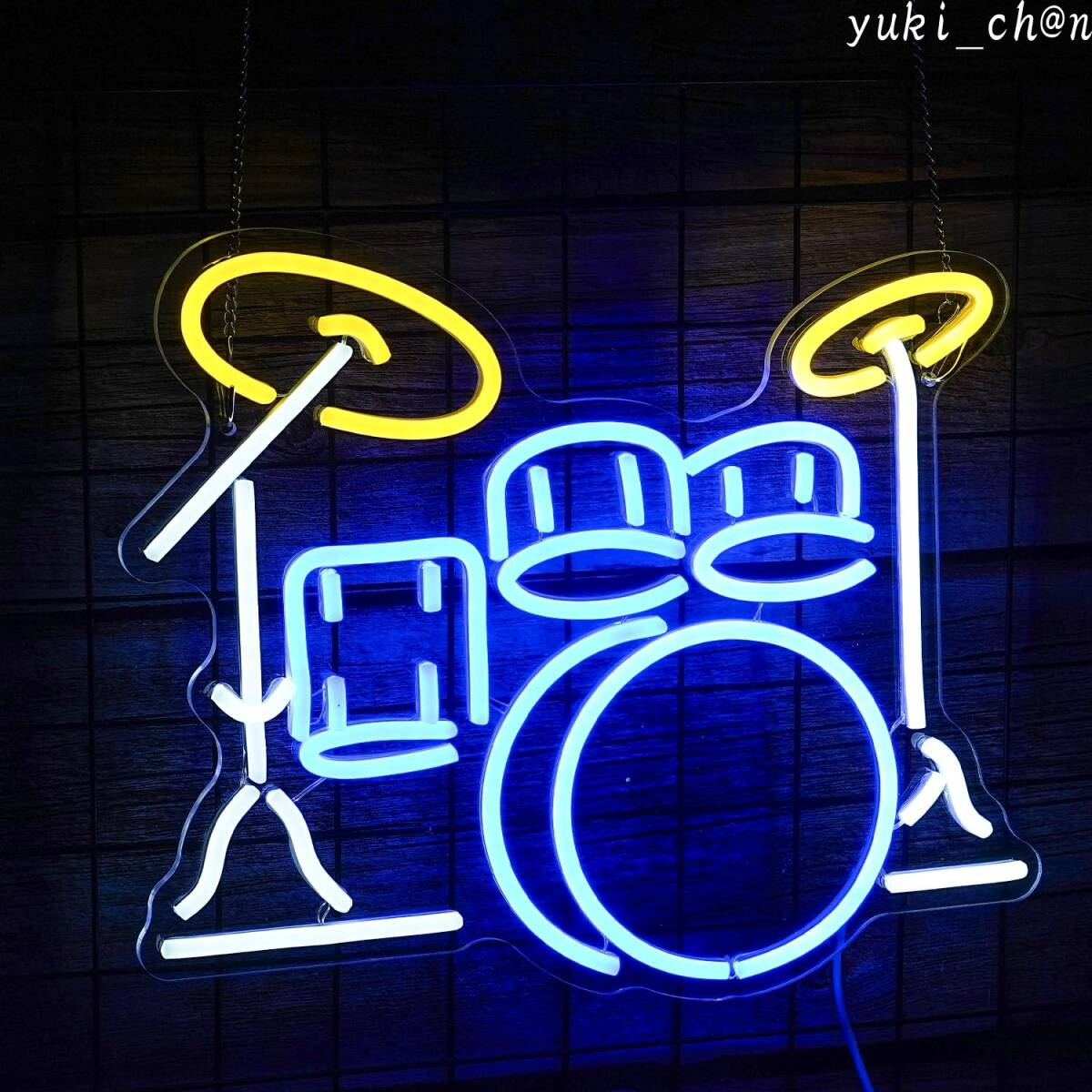 ネオンサイン ドラム キットネオン サイン LED 音楽ネオンライト 壁掛け ネオン看板 壁飾りライト キットネオン管 音楽スタジオ パーティー拍卖