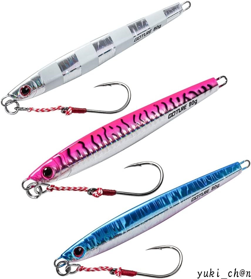 ロングジグセット 船釣3個セット 60g アピール系 ジグパラバーチカル オフショア ジギング シーバス ブリ ヒラマサ マダイ カンパチ 海釣拍卖