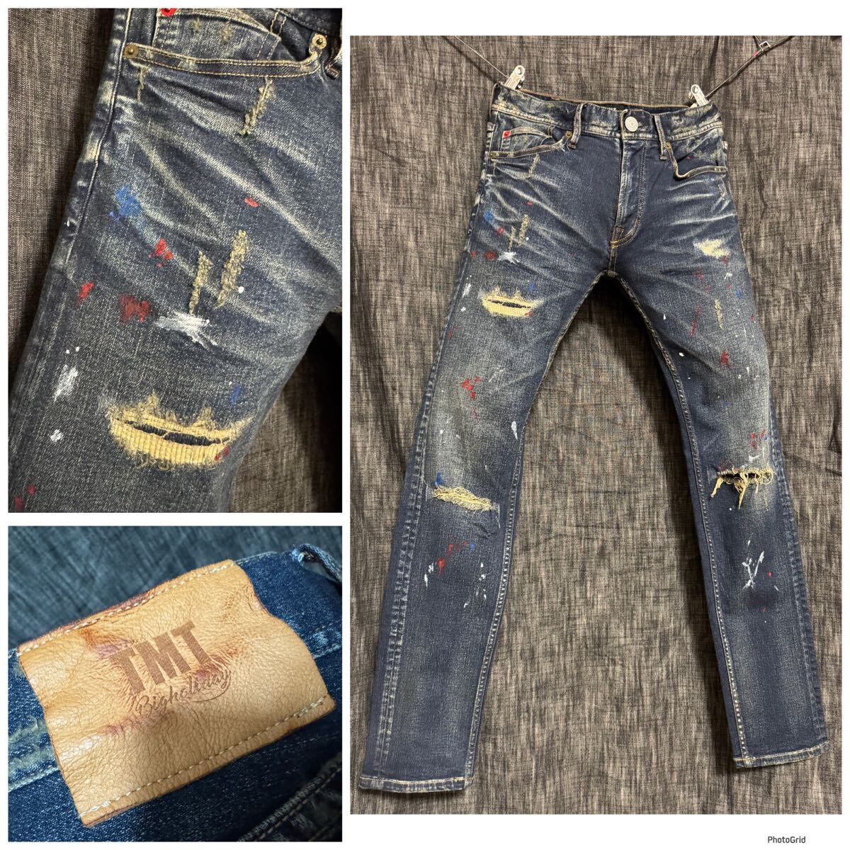 定価33000円 中島健人着 2019SS TMT ペンキスキニーデニム S拍卖