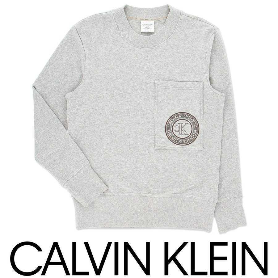 CALVIN KLEINカルバンクライン ICON LOUNGE L/S SWEATSHIRT 長袖 クルーネック スウェットシャツ メンズ NM1976 ミドルグレー 海外S(日本M)拍卖