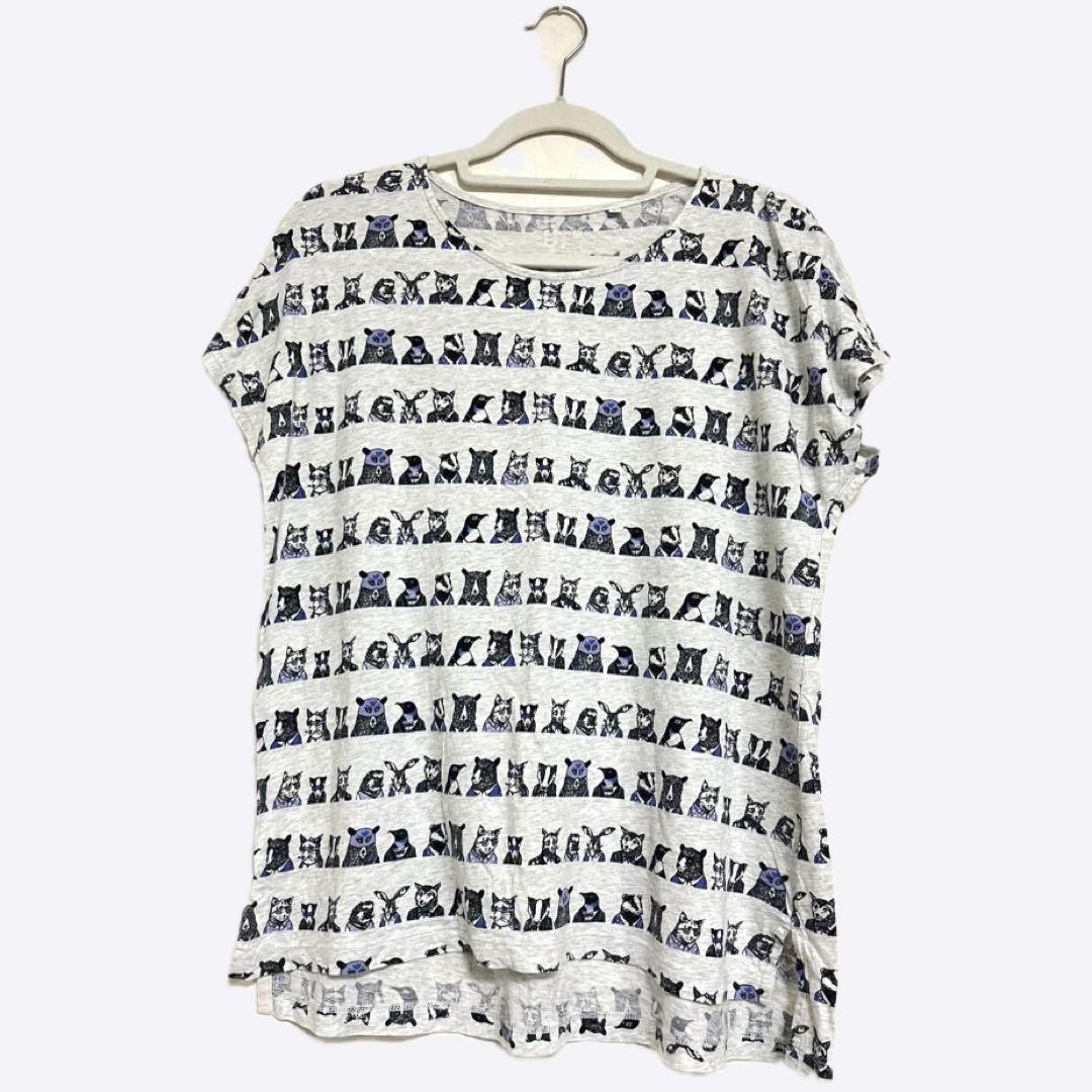 UT 半袖プリントTシャツ アニマル Jimbobart L ネコ イヌ 総柄拍卖