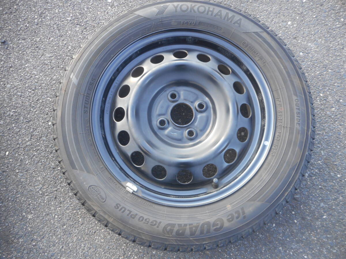 トヨタ 純正 スチールホイール 鉄チン 5J 15インチ+39 PCD100-4穴 WM 175/65R15 YOKOHAMA ice GUARD iG50 17年 5~6分山スタッドレス 1本(1拍卖